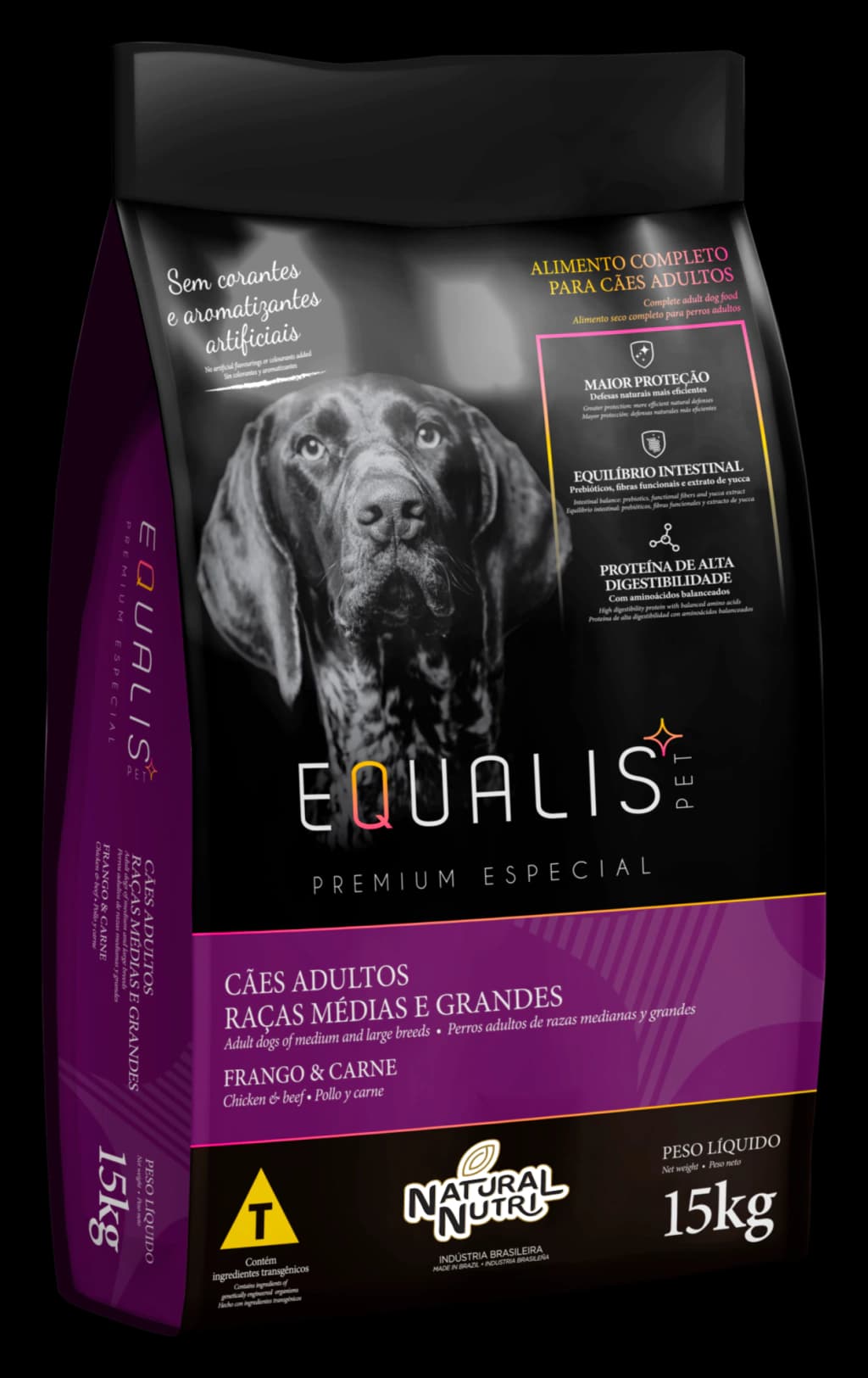 Equalis Cães Adultos Raças Médias e Grandes Frango e Carne 15Kg